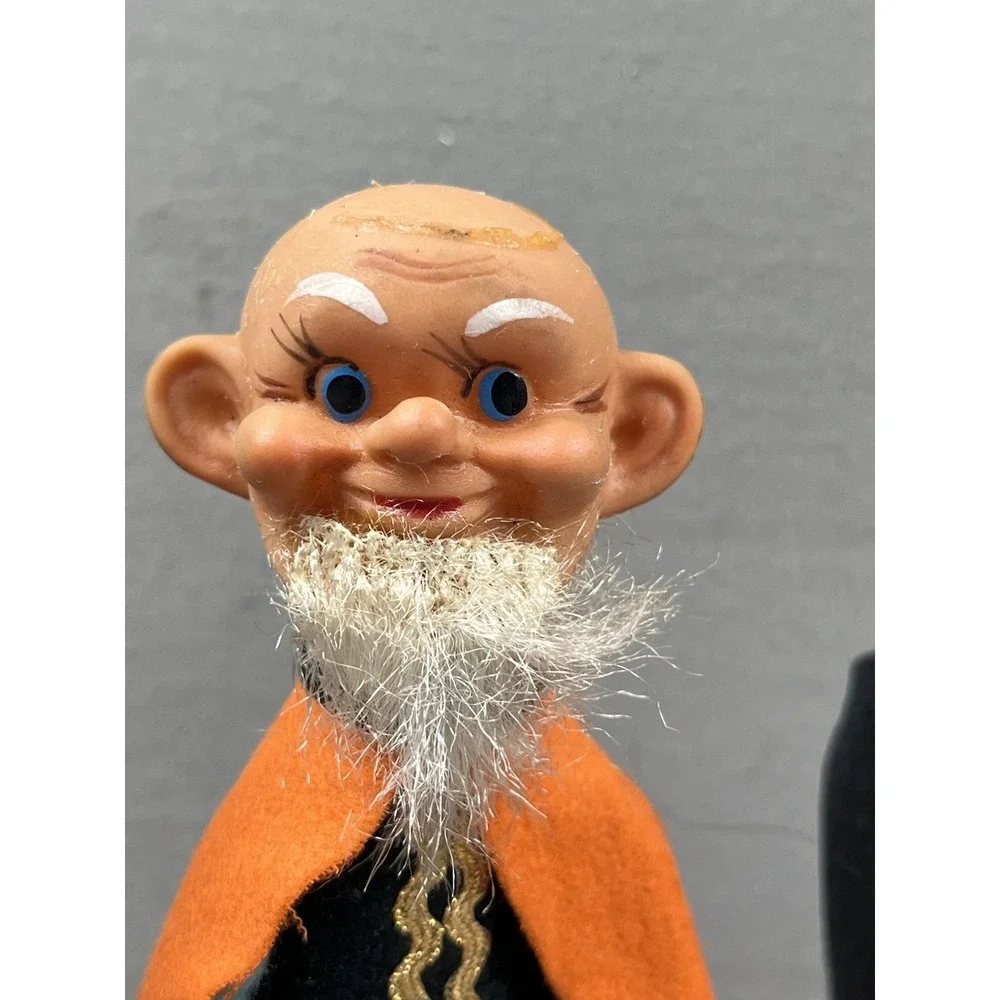 Vintage Christmas Pixie Elf 3 Wisemen 3 Kings Brite Star Plastic Face Japan RARE